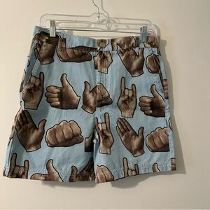 House of Holland Blue and Brown Graphic Men Shorts